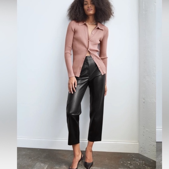 Aritzia Babaton Command Cropped Pant Mid-rise Vegan Leather pants size 6 - Picture 1 of 15